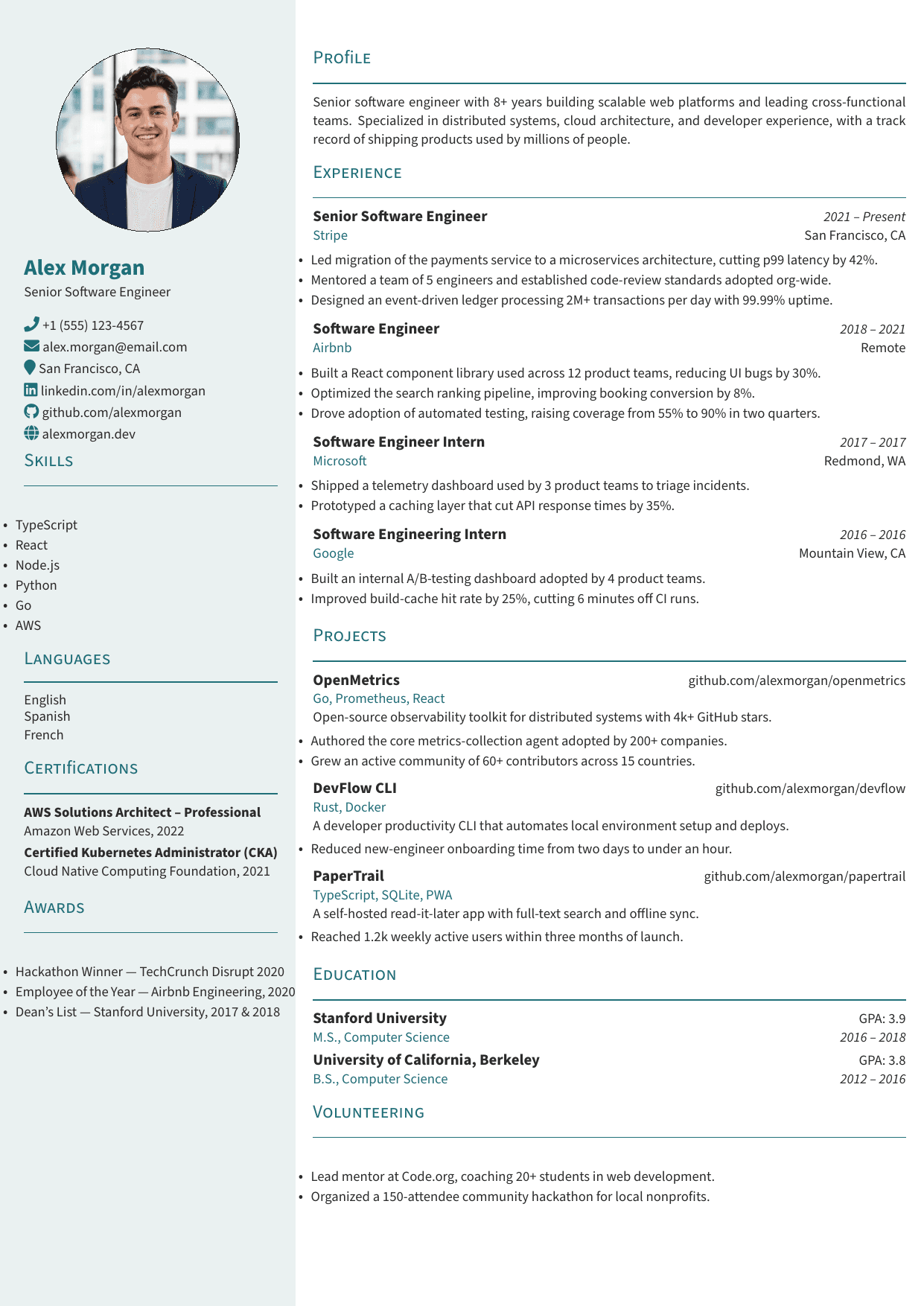 Senior Product Designer resume template
