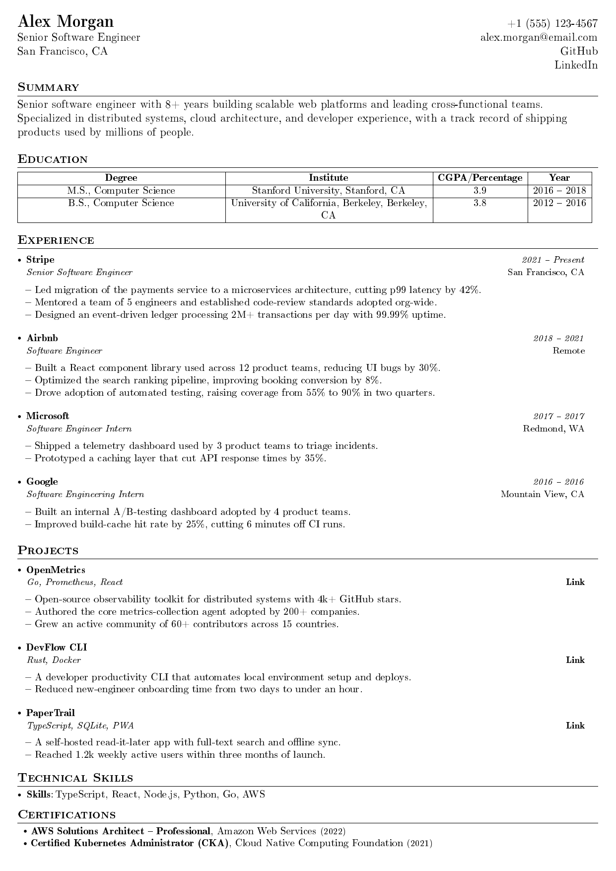 Salesforce Developer resume template