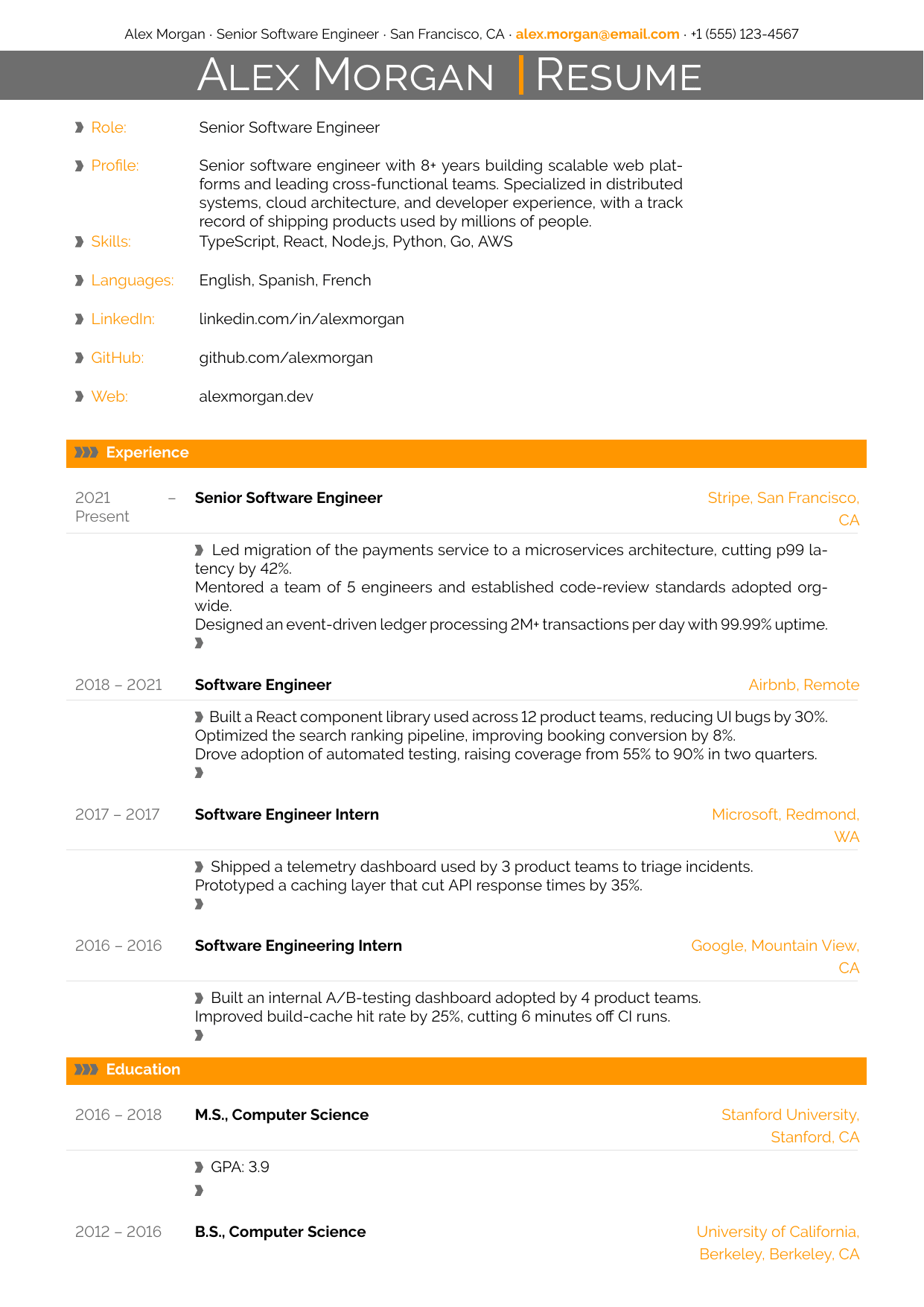 Video Editor resume template