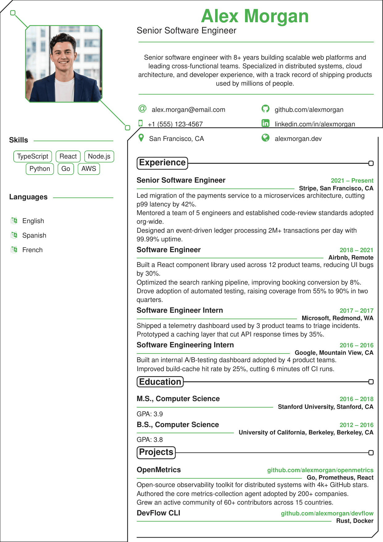Data Engineer resume template