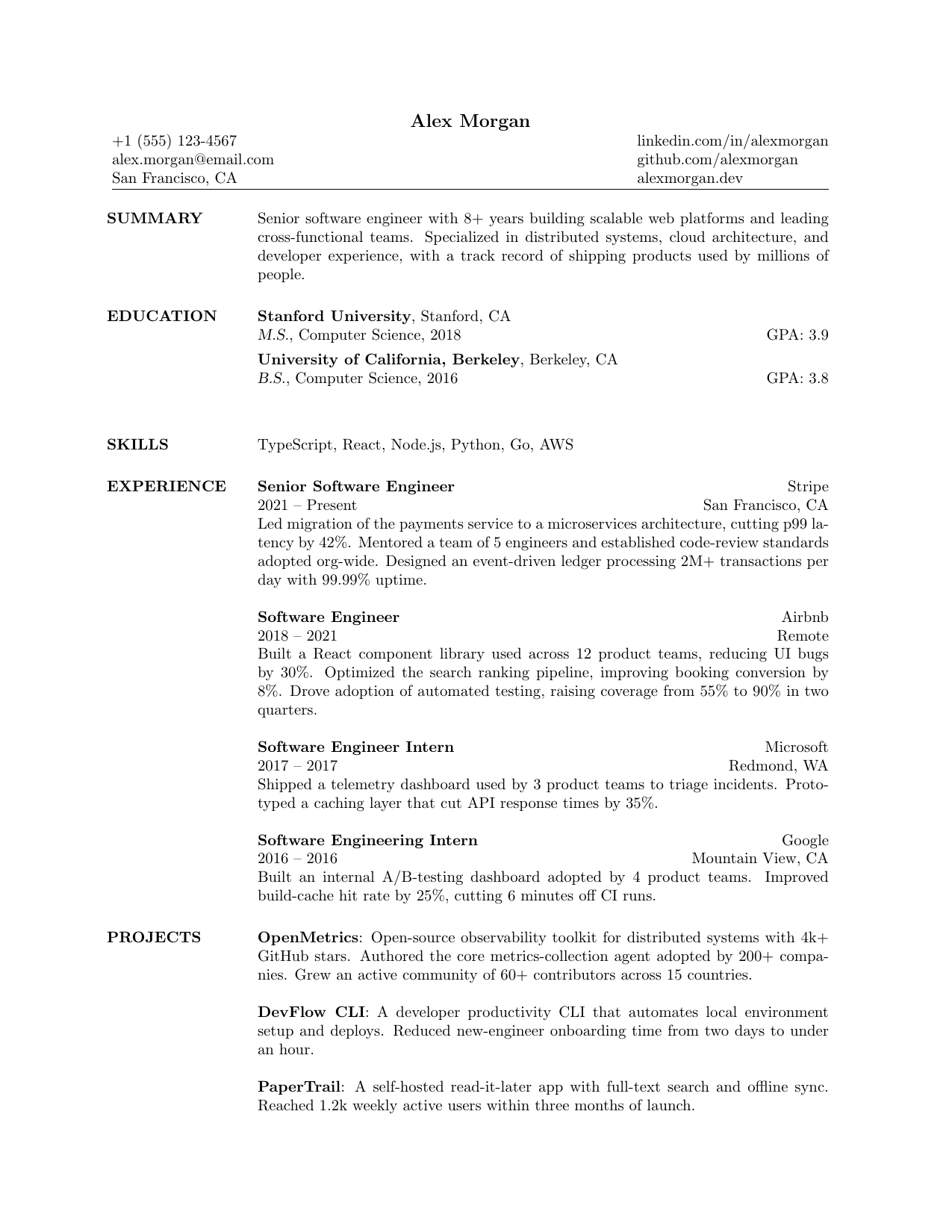 College Student resume template