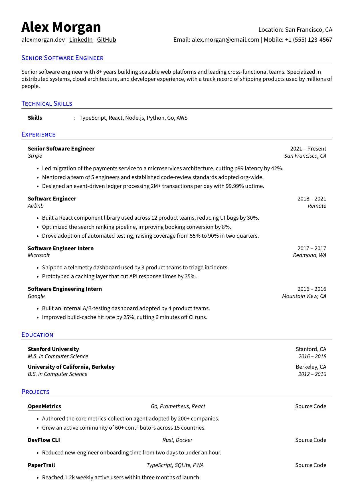 Content Writer resume template