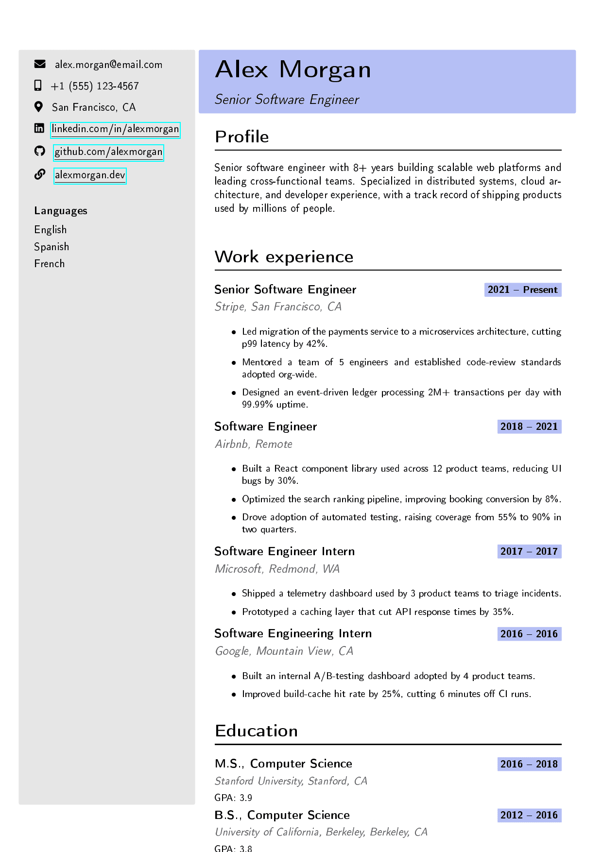 Senior Product Manager resume template