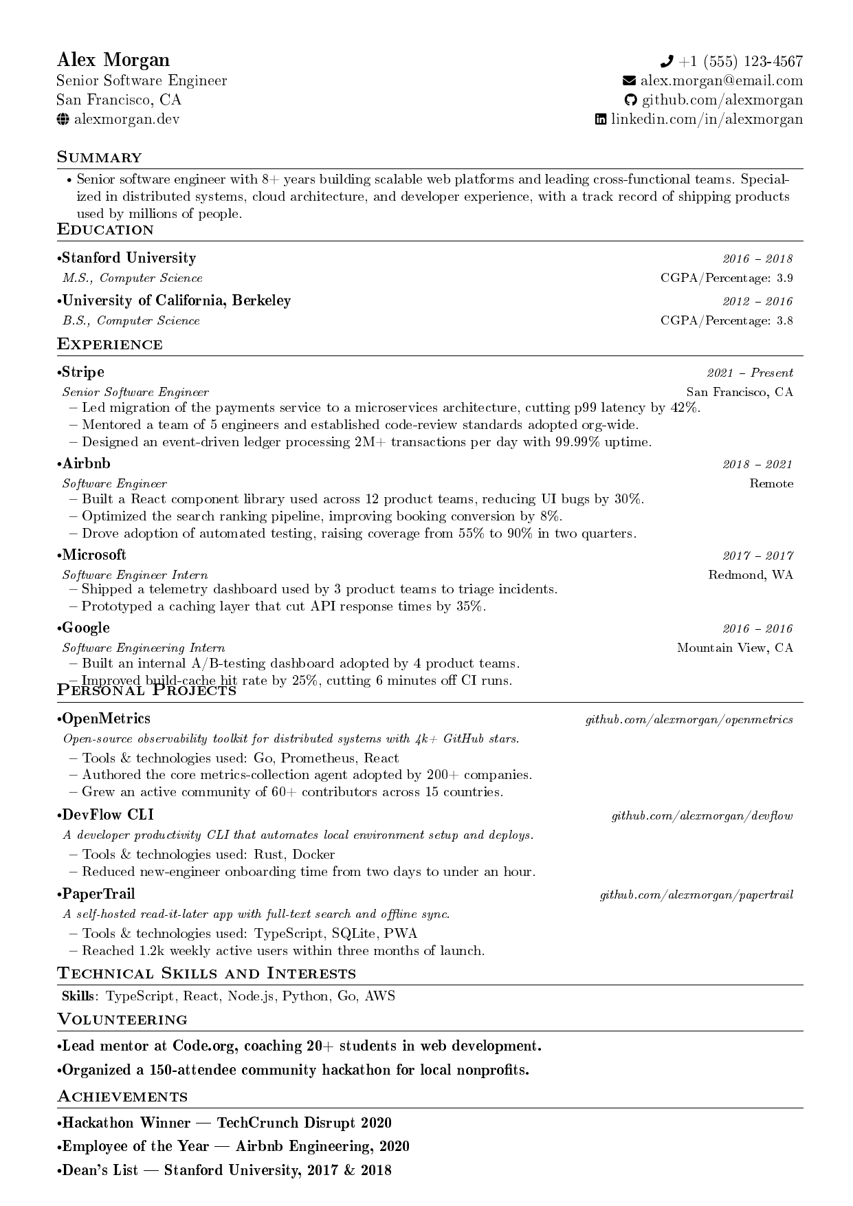 Network Engineer resume template