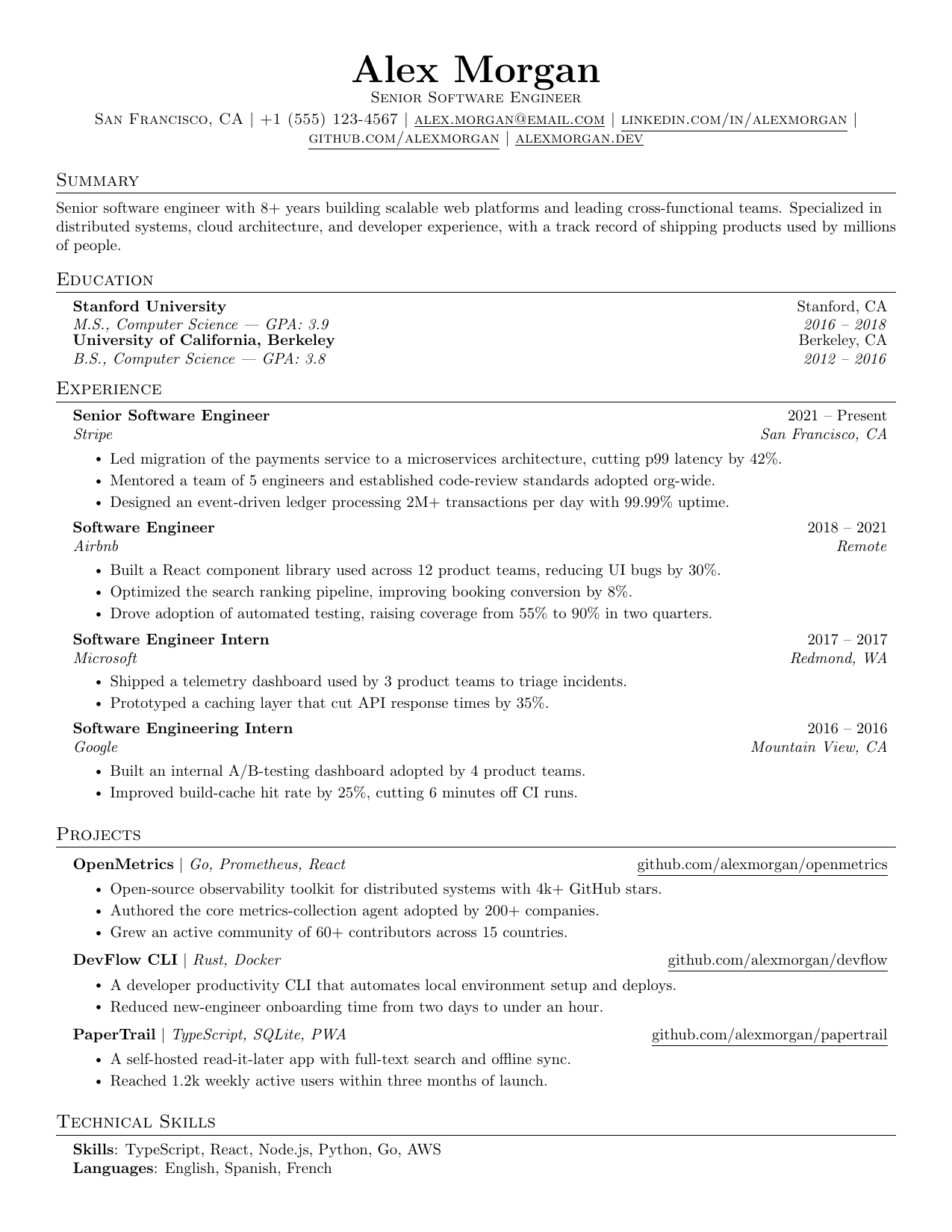 Business Analyst resume template preview