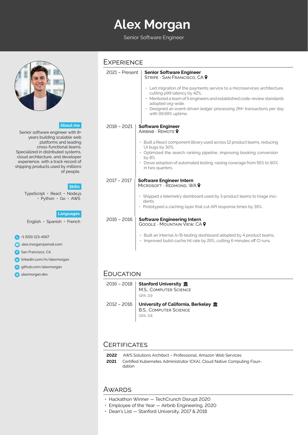 Social Media Manager resume template preview